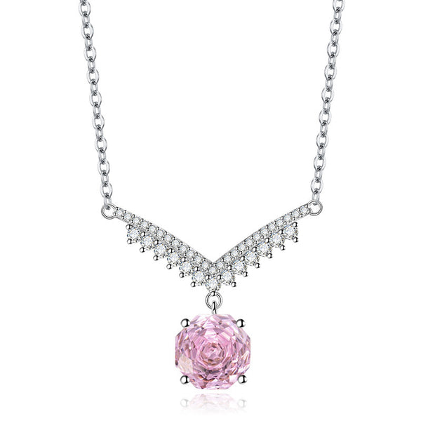 Octagonal Millennium Rose Cut Necklace High Carbon Diamond