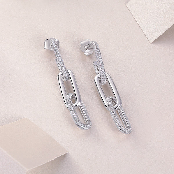 Fashion Geometric Silver Earrings Moissanite