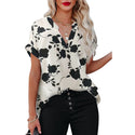 Women's Floral Print Short Sleeve Shirt