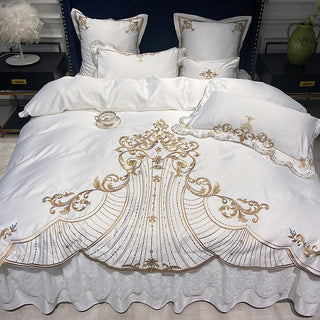 Buy white European-style Bed Linen, Bed Skirt, Light Luxury Style Four-piece Suit