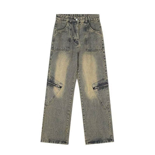 Buy yellow High Street Yellow Mud Dyed Denim Trousers Trendy Retro