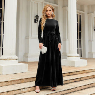 Buy black Women's Long Sleeve Elegant Dress