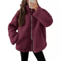 Women's Winter Lapel Zip-up Coat With Pockets