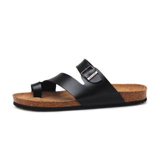 Buy black Fashion Couple Cork Slippers Men