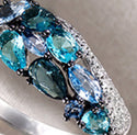 Women's Silver Inlay Sea Blue Zircon Ring