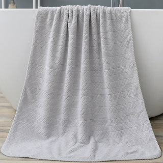 Buy light-gray Coral Fleece Bath Towel Thickening Towel Absorbent