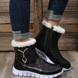 Buy black Plush Solid Color Low-cut Women&#39;s Platform Martin Boots