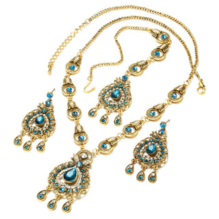 Buy blue Vintage Indian Jewelry Necklace Earrings Eyebrow Pendant