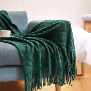 Buy dark-green Summer Office Air Conditioning Nap Blanket Knitting