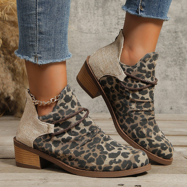 Women's Retro Boots Fashion Leopard Print Shoes