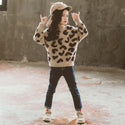 Children's leopard-print mink wool sweater