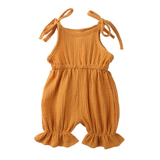 Buy yellow New Arrivals Newborn Toddler Baby Girls Sleeveless Solid Romper Jumpsuit Outfit