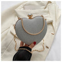 Heart Shape Metal Clutches Bag Fashion Chain Shoulder Crossbody Bag Luxury Lady Purse