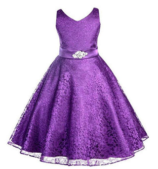 Buy purple Kids girls dress children Costume Girls Dress Lace Dress Tong Wholesale