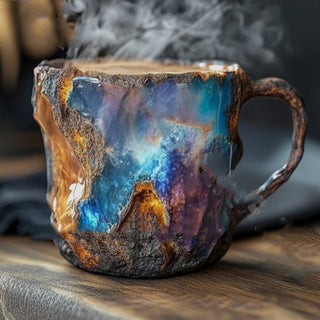 Buy blue-ore 400ml Resin Mineral Crystal Coffee Mugs With Handles Elegant Fake Mineral Crystal Cup For Workplace Home Decor Christmas Gift Kitchen Gadgets