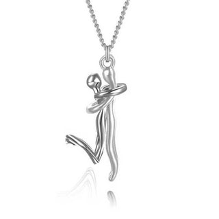 Buy silver 18K Love Hug Necklace Couple Anniversary Valentine&#39;s Day Gift Fashion Simple Temperament Clavicle Chain Pendant Necklace