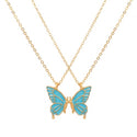 2pcs Oil Drip Butterfly Necklace Ins Creative Clavicle Chain Pendant Necklace For Women Valentine's Day Birthday Gift