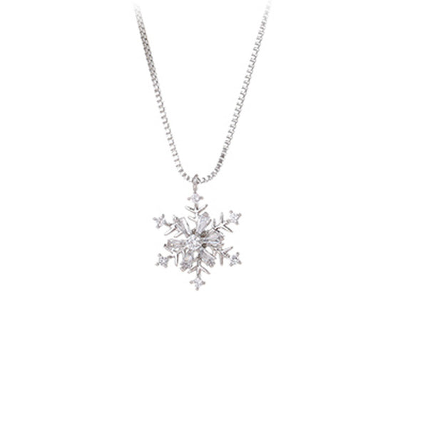 Christmas Zircon Ice Crystal Snowflake Necklace Niche Design Advanced Light Luxury Clavicle Chain