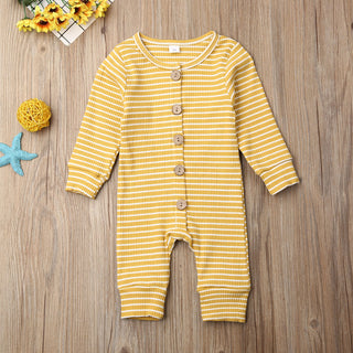 Buy yellow Newborn striped jumpsuit knitted warm clothing