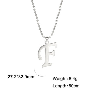 Buy f Polished Cut Steel Color 26 Letters Pendant Stainless Steel Necklace