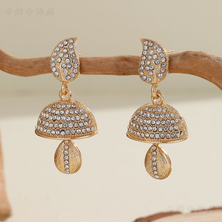 Buy leaf-style-golden Bohemian Style Heart-shaped Diamond Bell-shaped Earrings