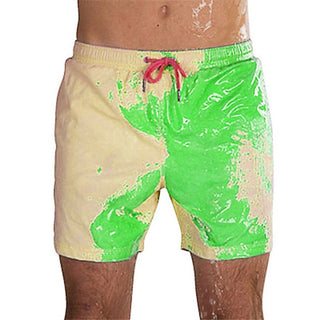 Buy green-yellow Men Magical Color Change Beach Shorts