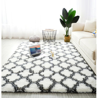 Buy white-geometry Bedside Pattern Carpet Living Room Tea Table Mat