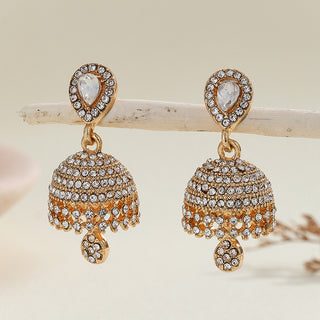 Buy heart-shaped-gold Bohemian Style Heart-shaped Diamond Bell-shaped Earrings