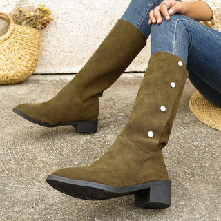 Buy green Versatile Riding European And American Trendy Unique Mid-calf Boots