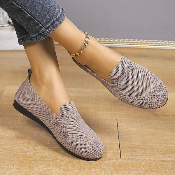 Women Flat Flying Woven Low-cut Slip-on Hollow Shoes
