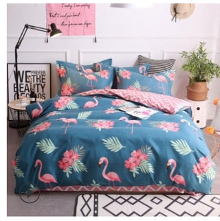 Buy flamingo Cotton cartoon active thickening sanding four-piece cotton wedding gift linen quilt cover bedding