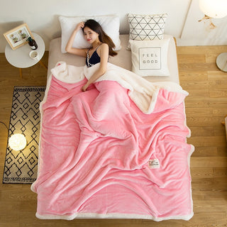 Buy pink Pure color fleece blanket