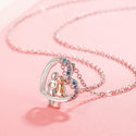 Love Couple Necklace With Colorful Rhinestones Fashion Creative Heart-shaped Necklace For Valentine's Day Gift