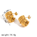 Niche Design Three-line Crisscross Female Titanium Steel 18K Gold Earrings Does Not Fade