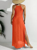 Women Summer Holiday Hollow Out Dress With Halter Neck