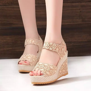 Buy golden Flat Bottom High Heel Sandals