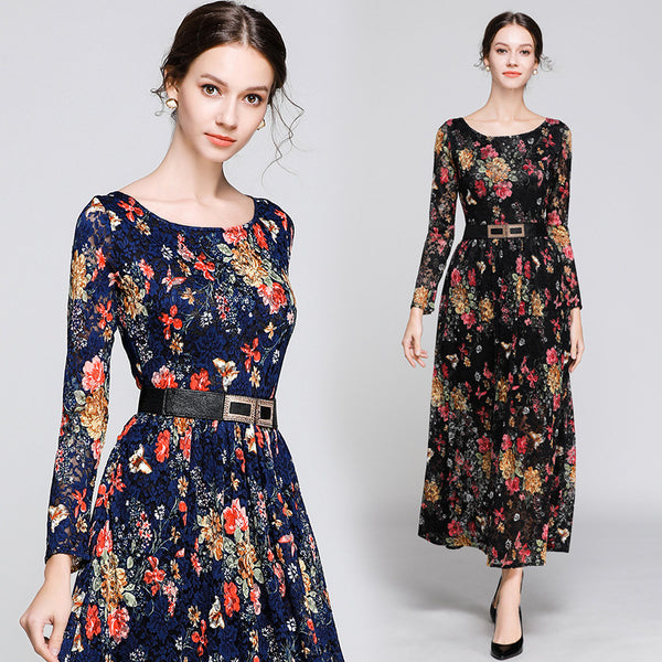 new women's lace dress print dress