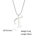 Polished Cut Steel Color 26 Letters Pendant Stainless Steel Necklace