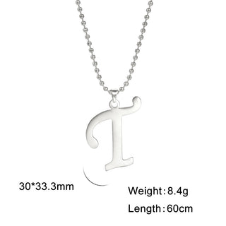 Buy t Polished Cut Steel Color 26 Letters Pendant Stainless Steel Necklace