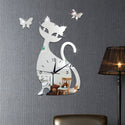 Quartz wall clock bedroom living room wall clock creative cute black cat wall sticker clock