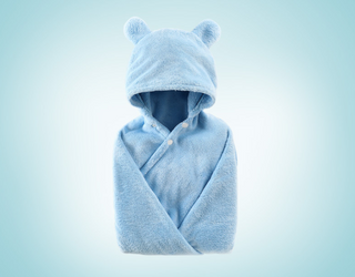 Buy blue Cotton Baby Care Hooded Bath Towel