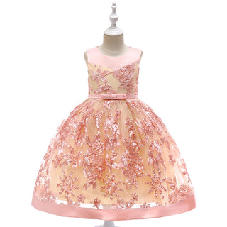 Buy pink Children&#39;s dress girls applique princess dress