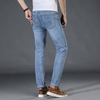 Buy 5011-blue-and-white Business Stretch Jeans Men&#39;s Loose