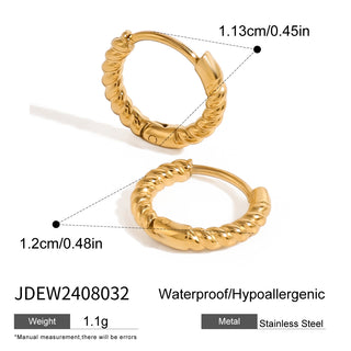 Buy jdew2408032 Stainless Steel 18K Gold Twist Weave Geometric Hollow Ear Stud