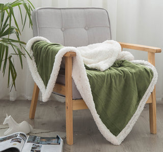 Buy green Double blankets spring and autumn warm nap blanket