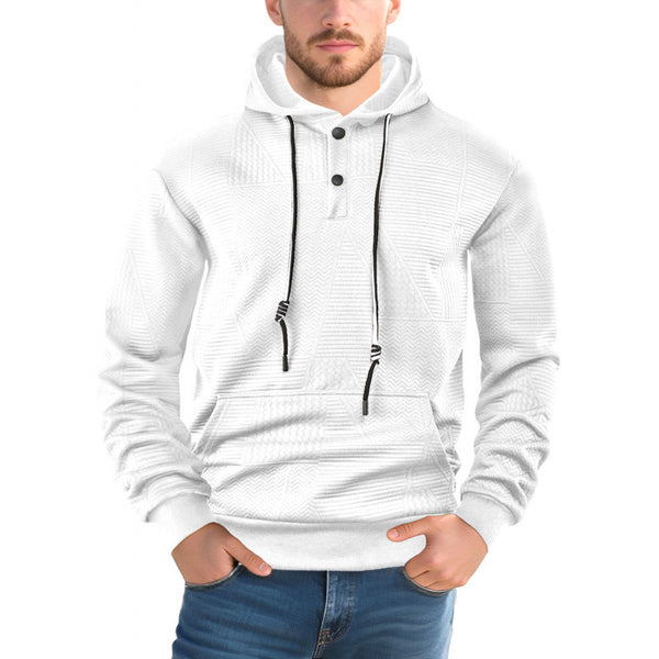 Men Pullover Solid Color Casual Sports Loose Long Sleeve Hooded Sweater