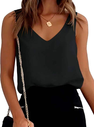 Buy black Women Tank Top Summer Casual V Neck Camisole Blouses