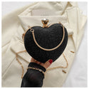Heart Shape Metal Clutches Bag Fashion Chain Shoulder Crossbody Bag Luxury Lady Purse