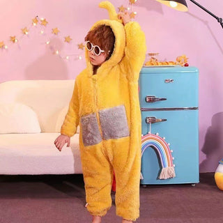 Buy yellow Coral Fleece Boys And Girls Anti-kick Thickened Home Pajamas