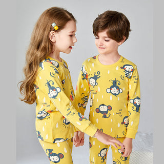 Buy long-sleeve-yellow-monkey Children&#39;s Underwear Set Cotton Boys And Girls Underwear Set Pajamas